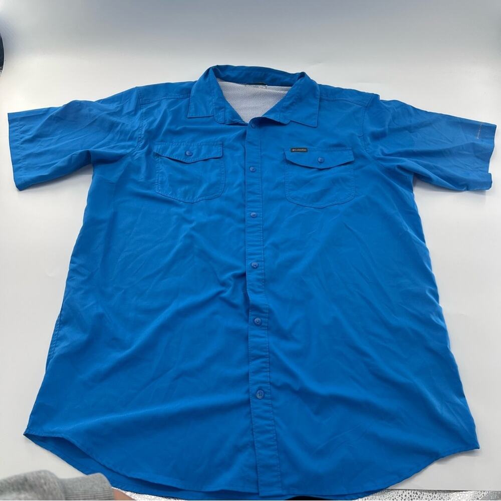 Columbia PFG Men’s TALL XL Blue Short Sleeve Button Up Shirt Omni-Wick